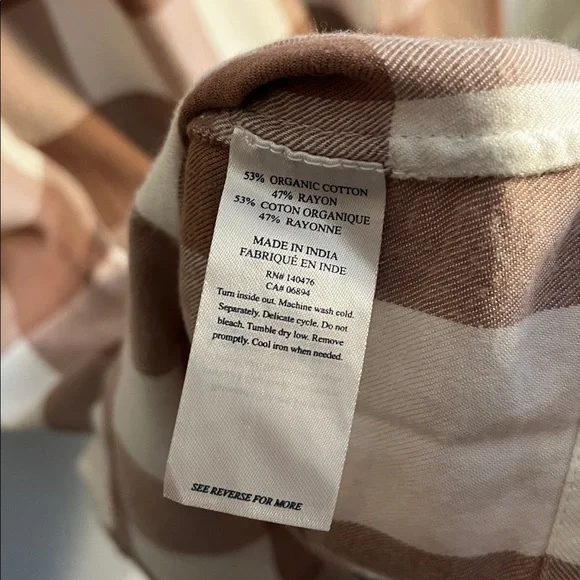 VGUC Faherty Helena dress buffalo check brown white button up pockets Small - Picture 10 of 12